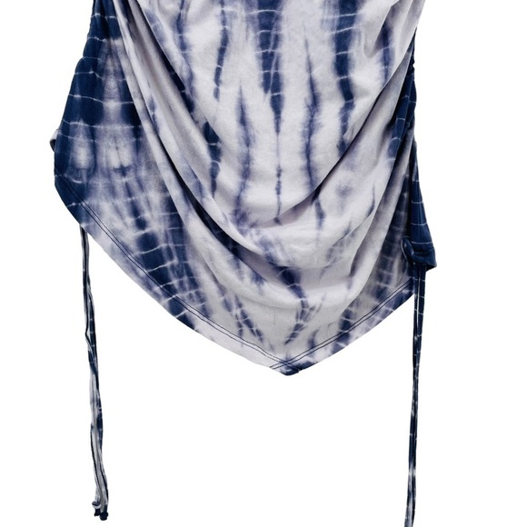 DG2 Diane Gilman Navy & White DG Downtime Tulip Sleeve Cinch Tee - Sz M - Picture 11 of 14